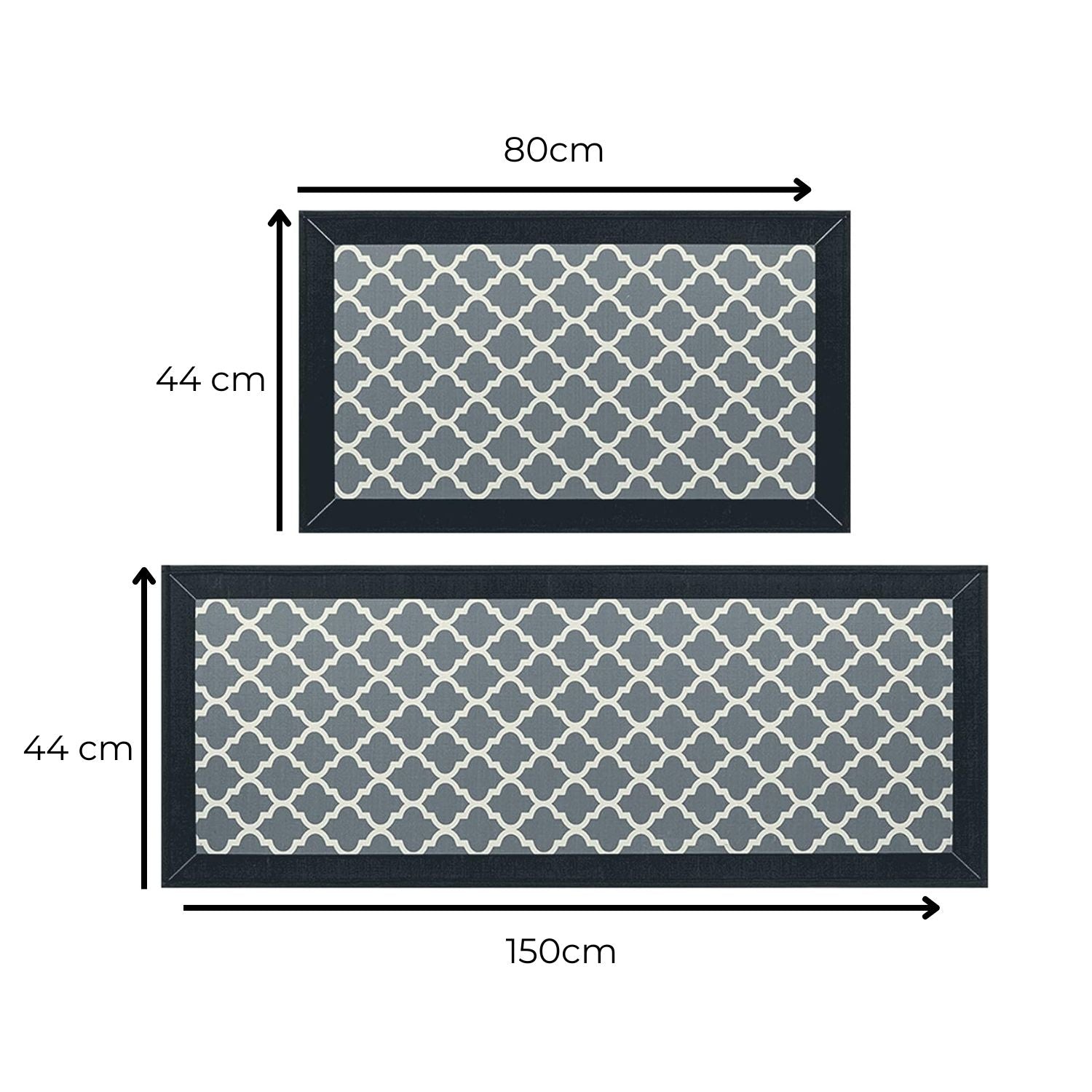 Super Absorbent Non Slip Washable Kitchen Mats, 2 PCS Black