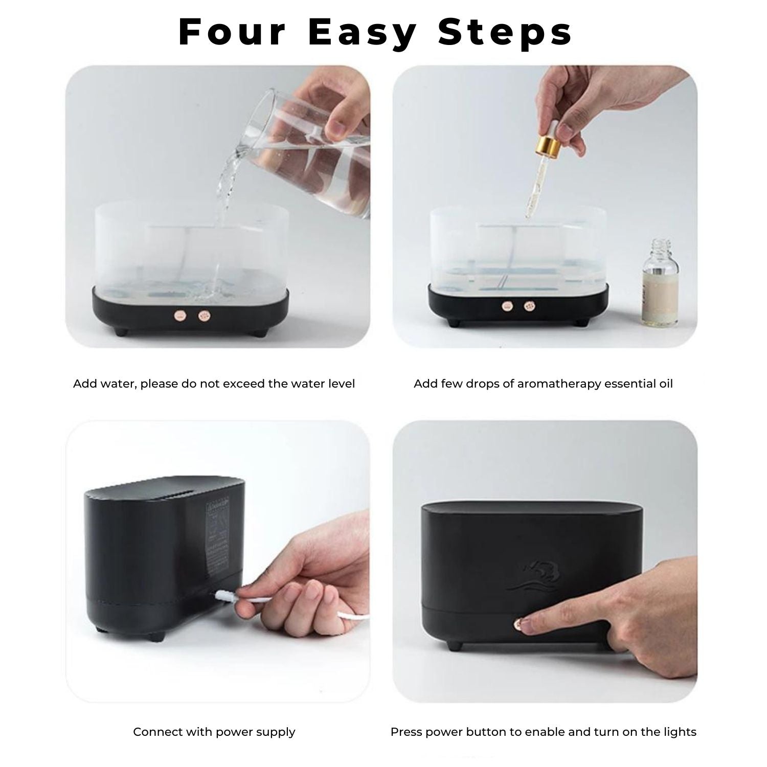 225ml Flame Humidifier & Oil Diffuser with USB Charging