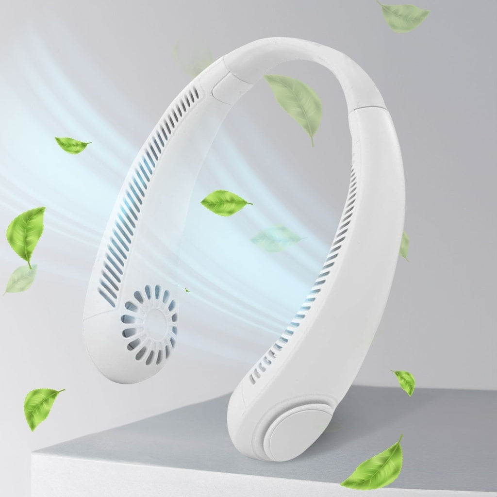 Adjustable Portable Hands-Free Neck Fan, White - Gominimo