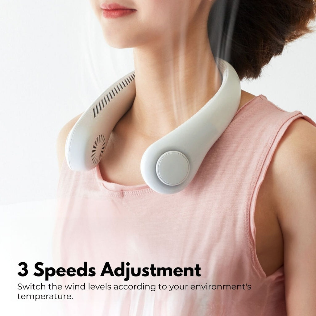 Adjustable Portable Hands-Free Neck Fan, White - Gominimo