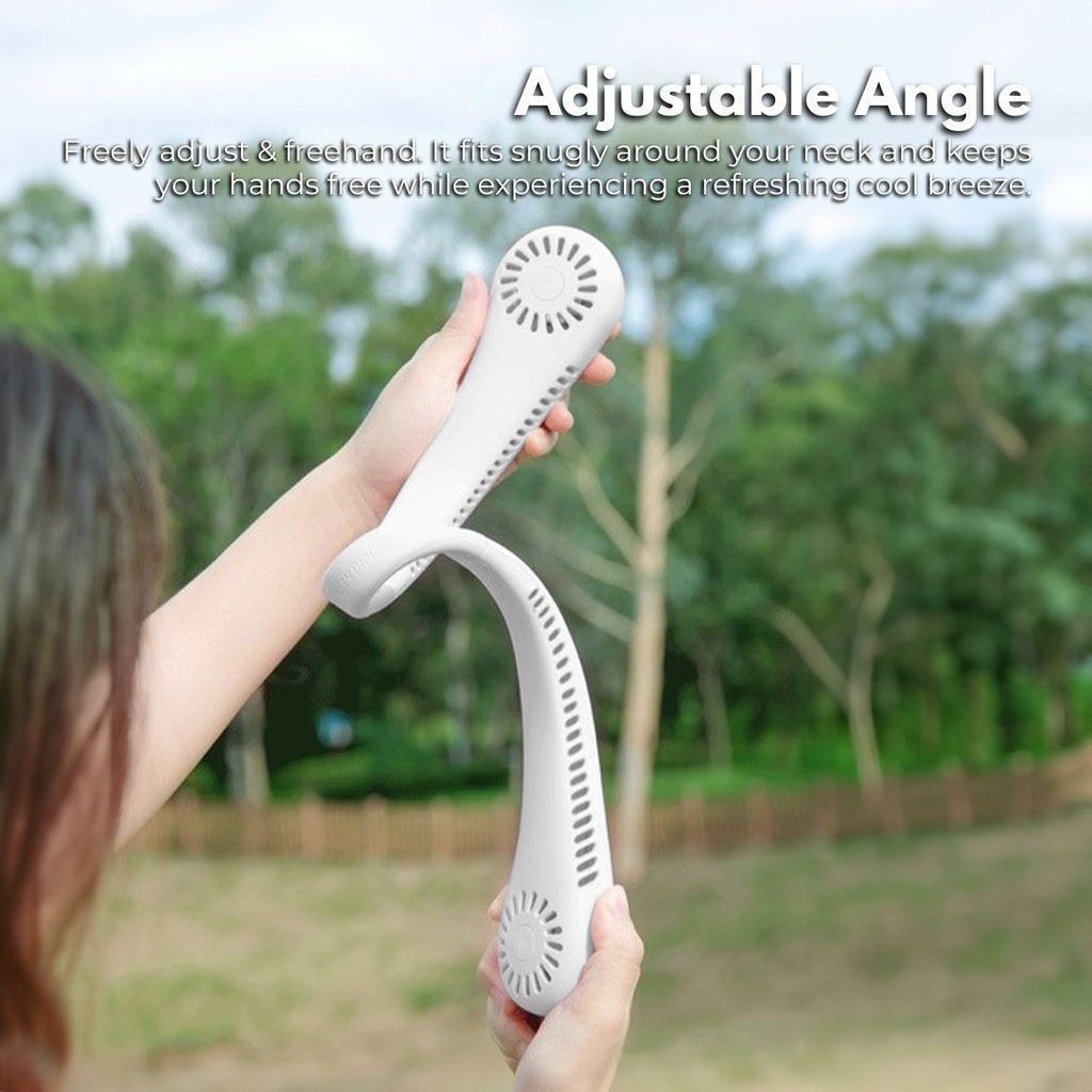 Adjustable Portable Hands-Free Neck Fan, White - Gominimo