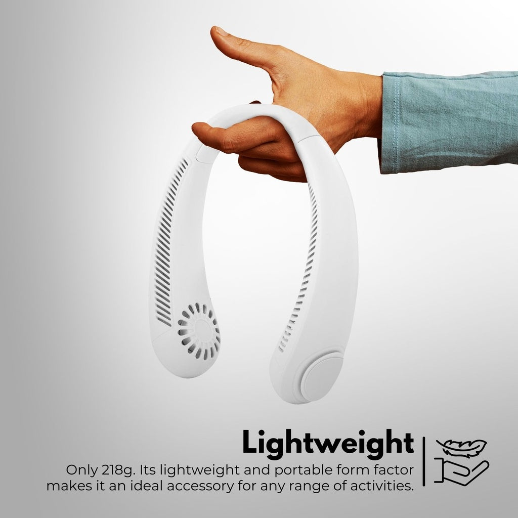 Adjustable Portable Hands-Free Neck Fan, White - Gominimo