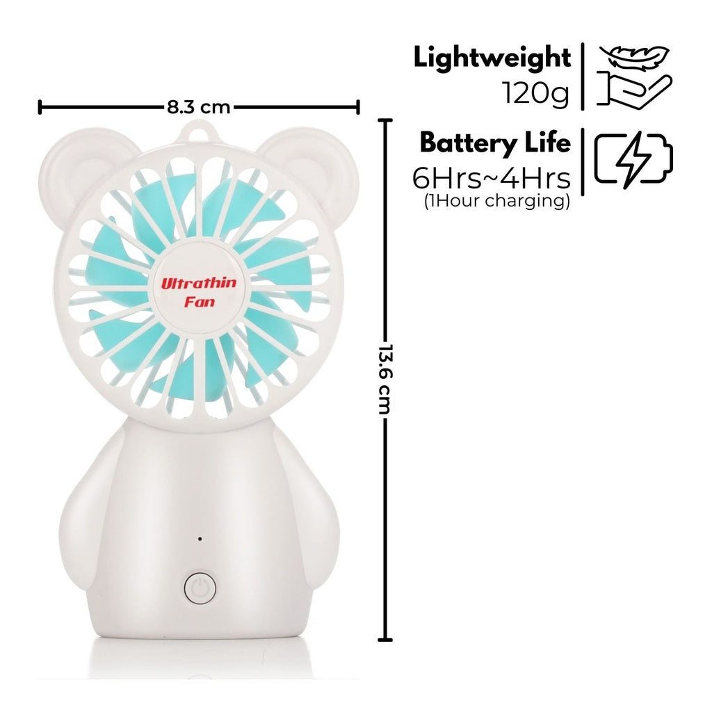 Rechargeable 3-Speed Handheld Fan, Portable, White | GOMINIMO