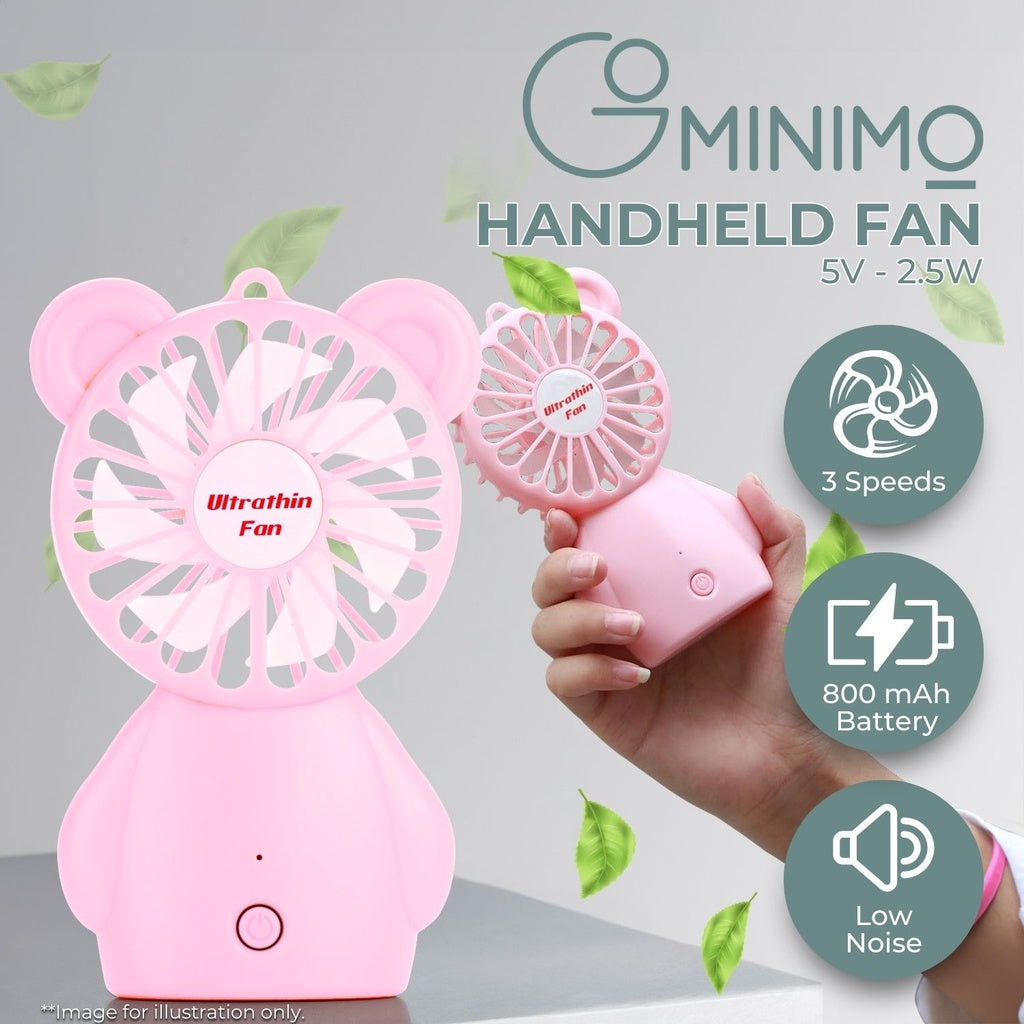 Rechargeable 3-Speed Portable Handheld Fan (Pink) - GOMINIMO