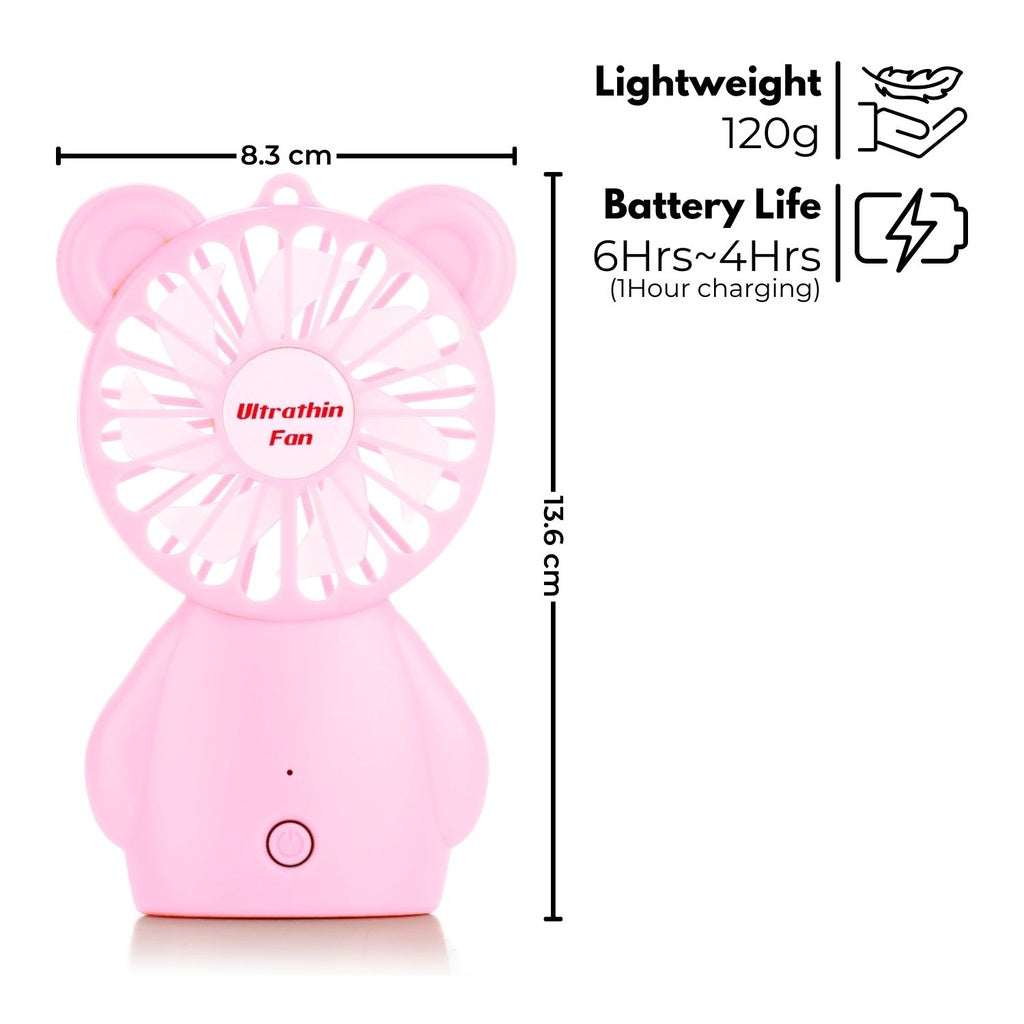 Rechargeable 3-Speed Portable Handheld Fan (Pink) - GOMINIMO