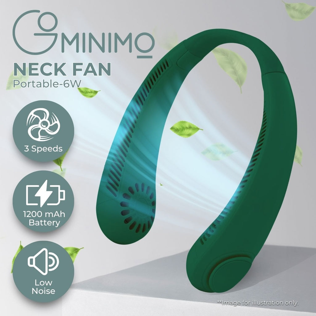 Adjustable Hands-Free Rechargeable Neck Fan (Green) - Gominimo