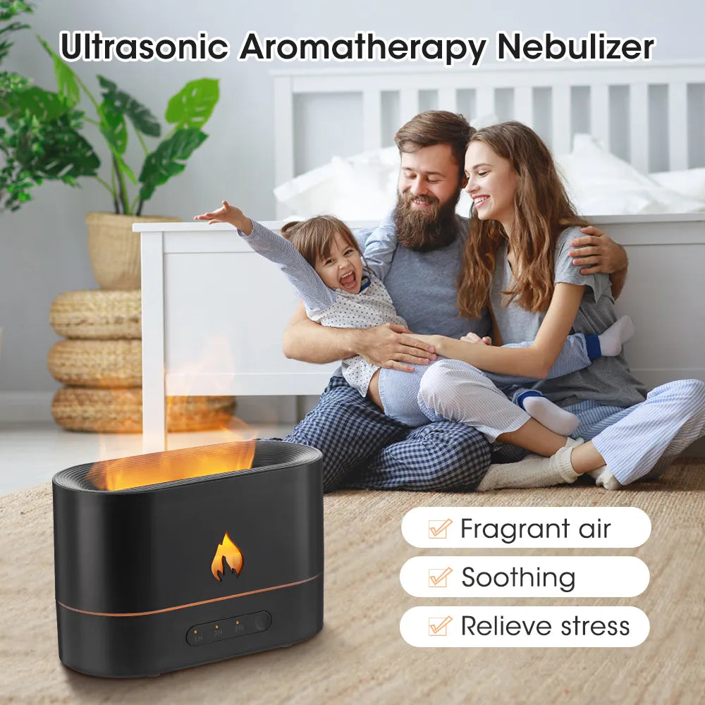 Realistic Flame Humidifier USB Diffuser 250ml Black GOMINIMO