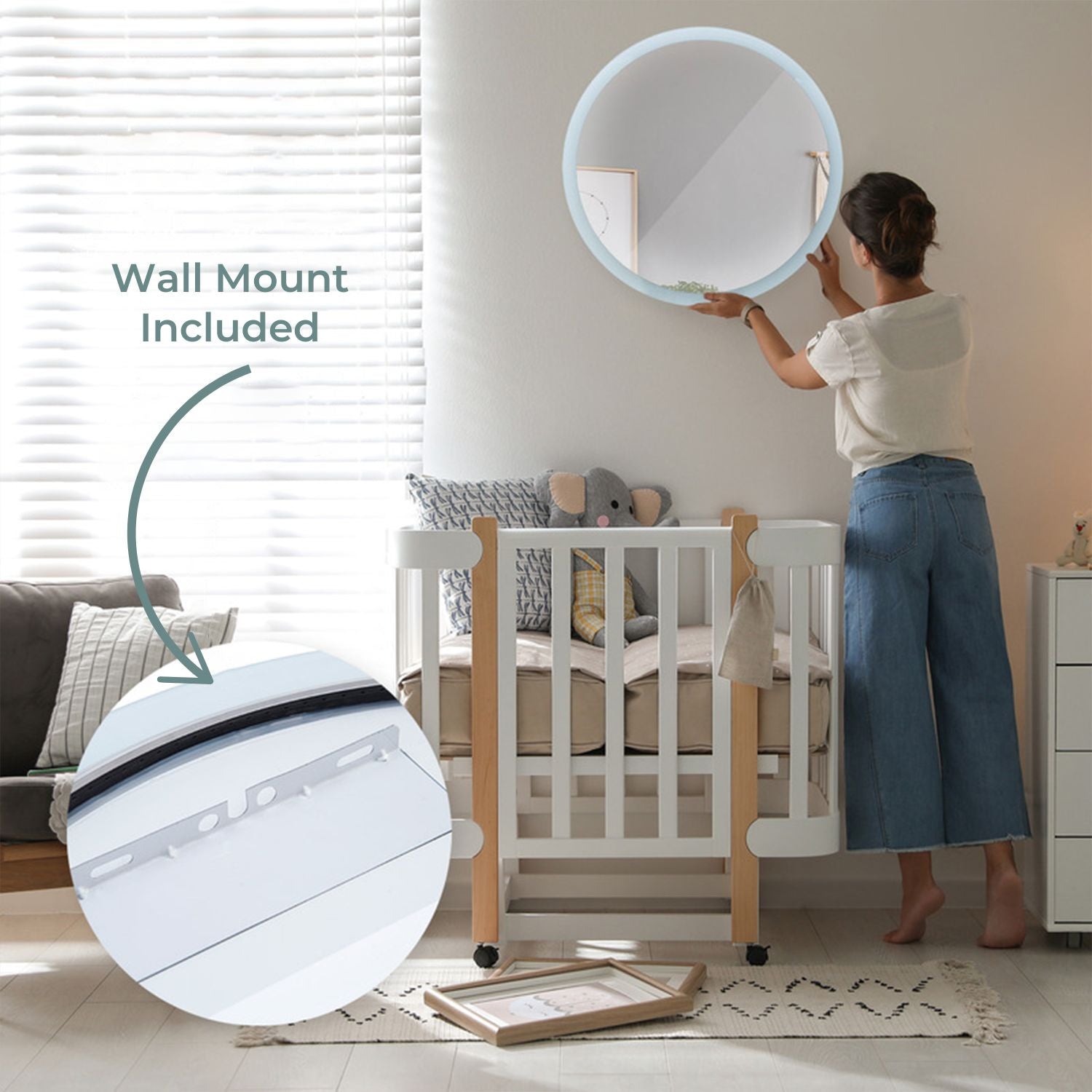 Adjustable Anti-Fog LED Round Mirror, Eco-Friendly, 800mm