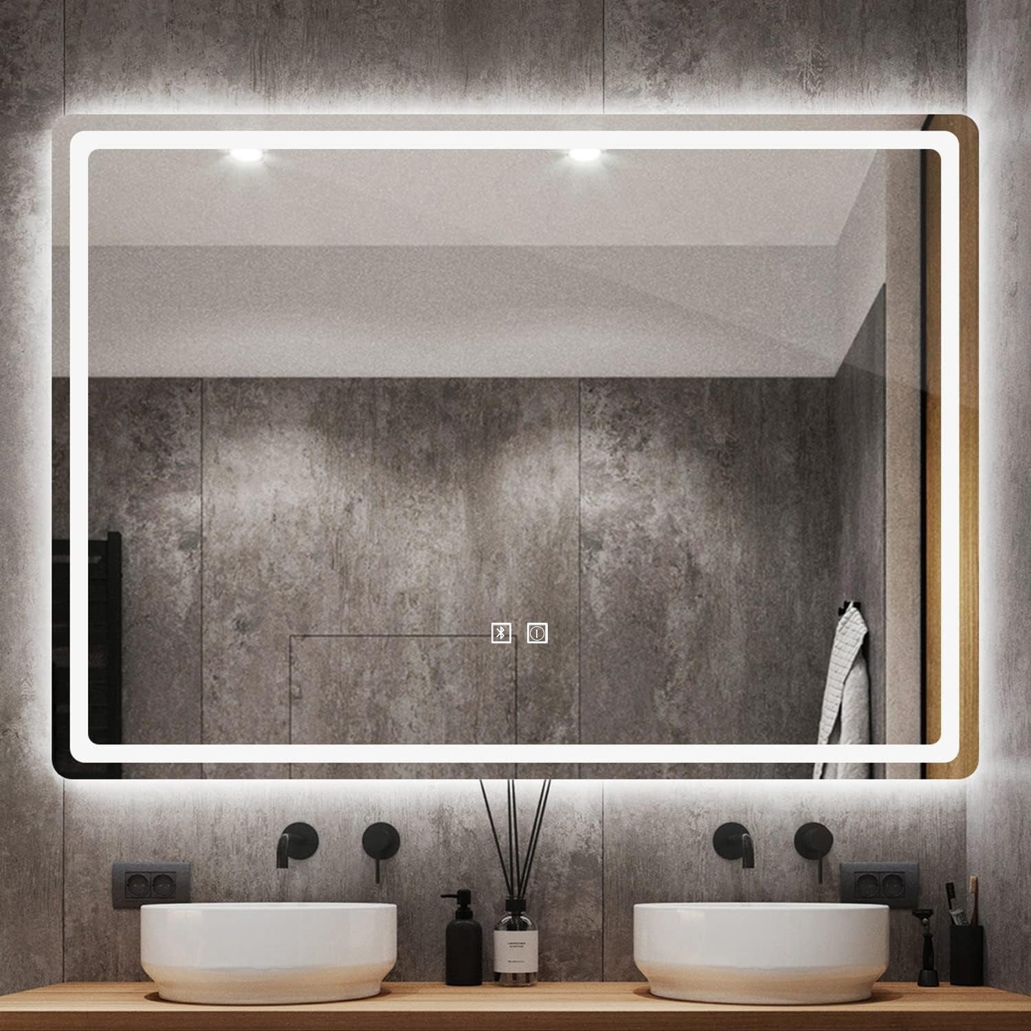 Anti-Fog LED Mirror with Bluetooth, Touch, Explosion-Proof - Gominimo