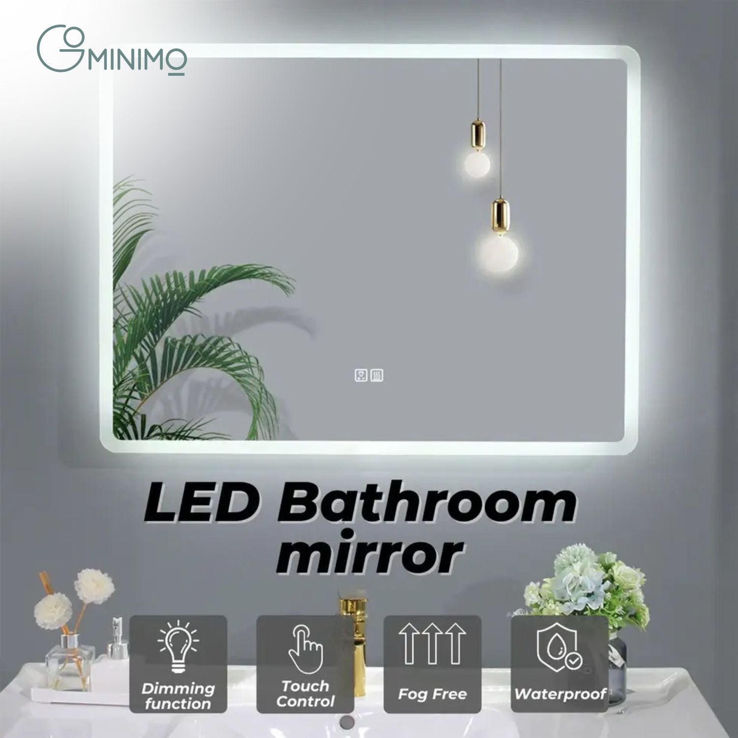 Adjustable LED Anti-Fog Bathroom Mirror 80x60cm - Gominimo