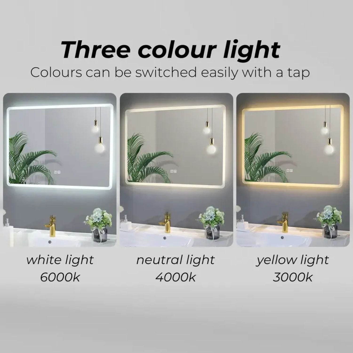 Adjustable LED Anti-Fog Bathroom Mirror 80x60cm - Gominimo