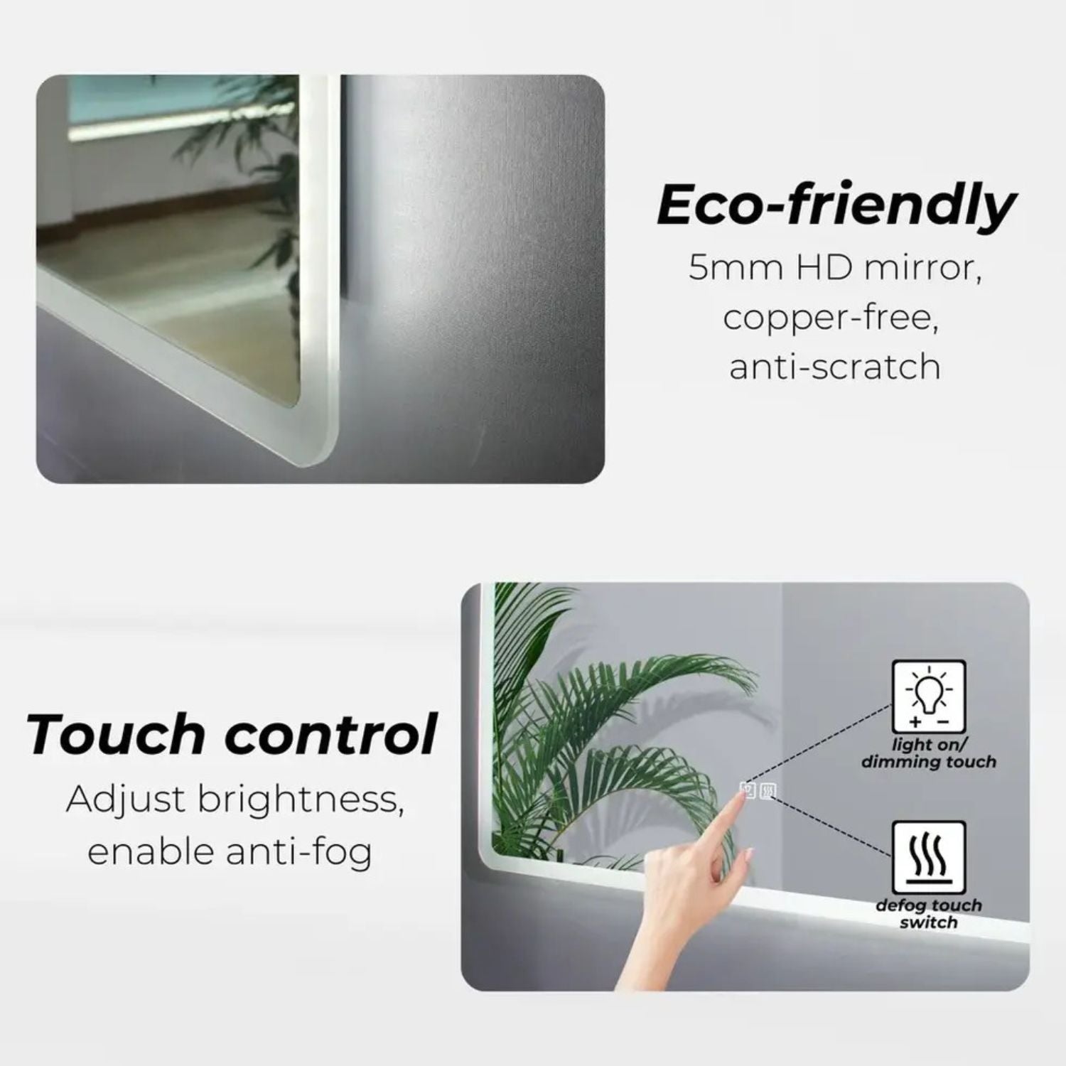 Adjustable LED Anti-Fog Bathroom Mirror 80x60cm - Gominimo