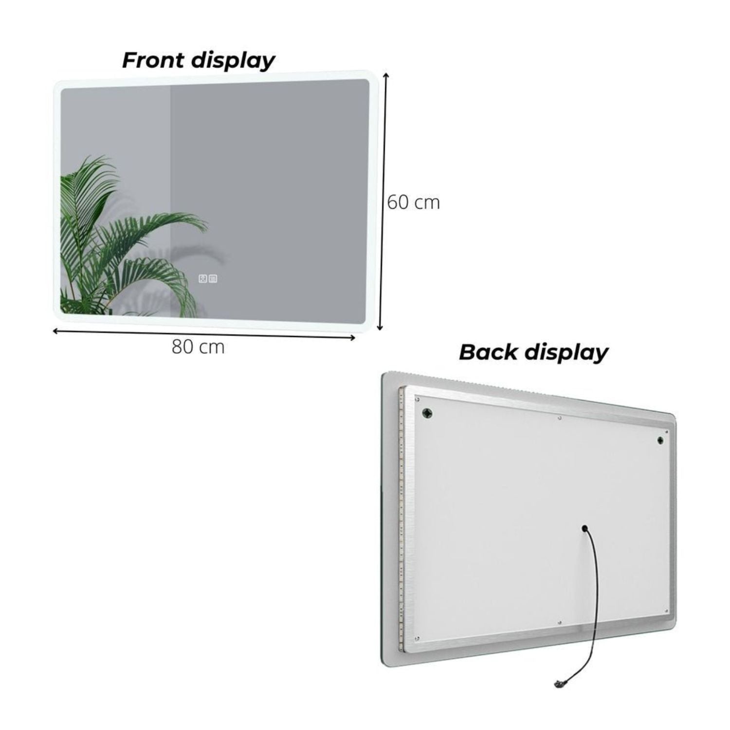 Adjustable LED Anti-Fog Bathroom Mirror 80x60cm - Gominimo