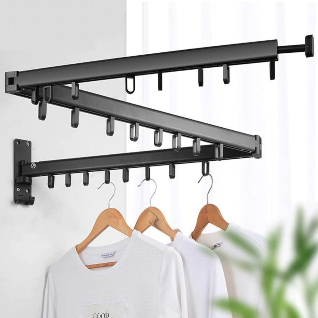 Rotatable Tri-Fold Clothes Rack, Rust-Resistant, Black - Gominimo