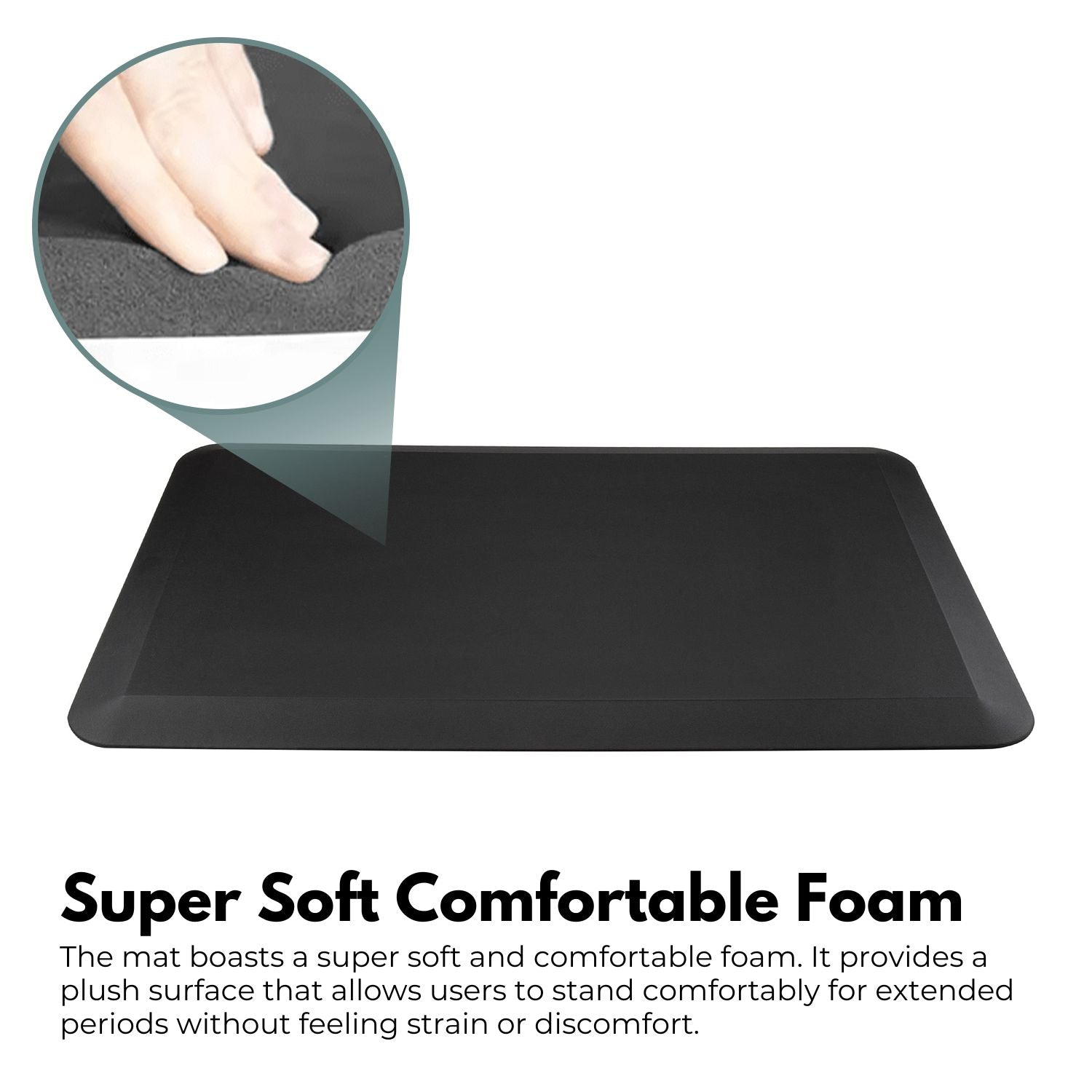 Anti-Fatigue Slip-Resistant Floor Mat, Soft PVC, Black 50x80cm, Gominimo