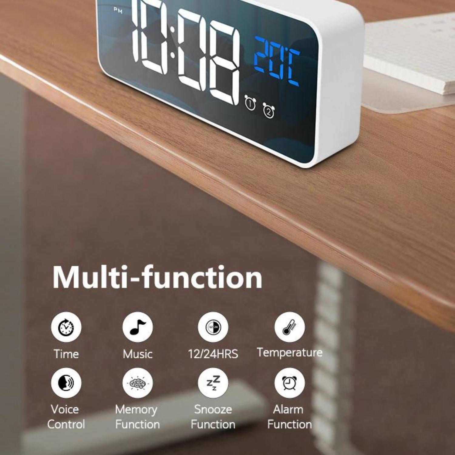 Modern Dual Alarm Clock with Mirror Display, GOMINIMO