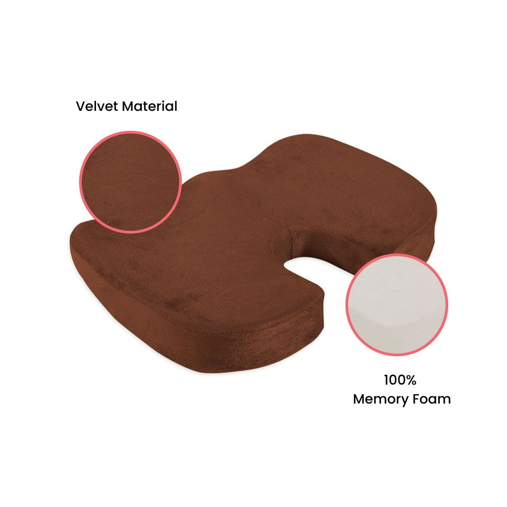 Pressure Relief Memory Foam Seat Cushion, U Shape Brown