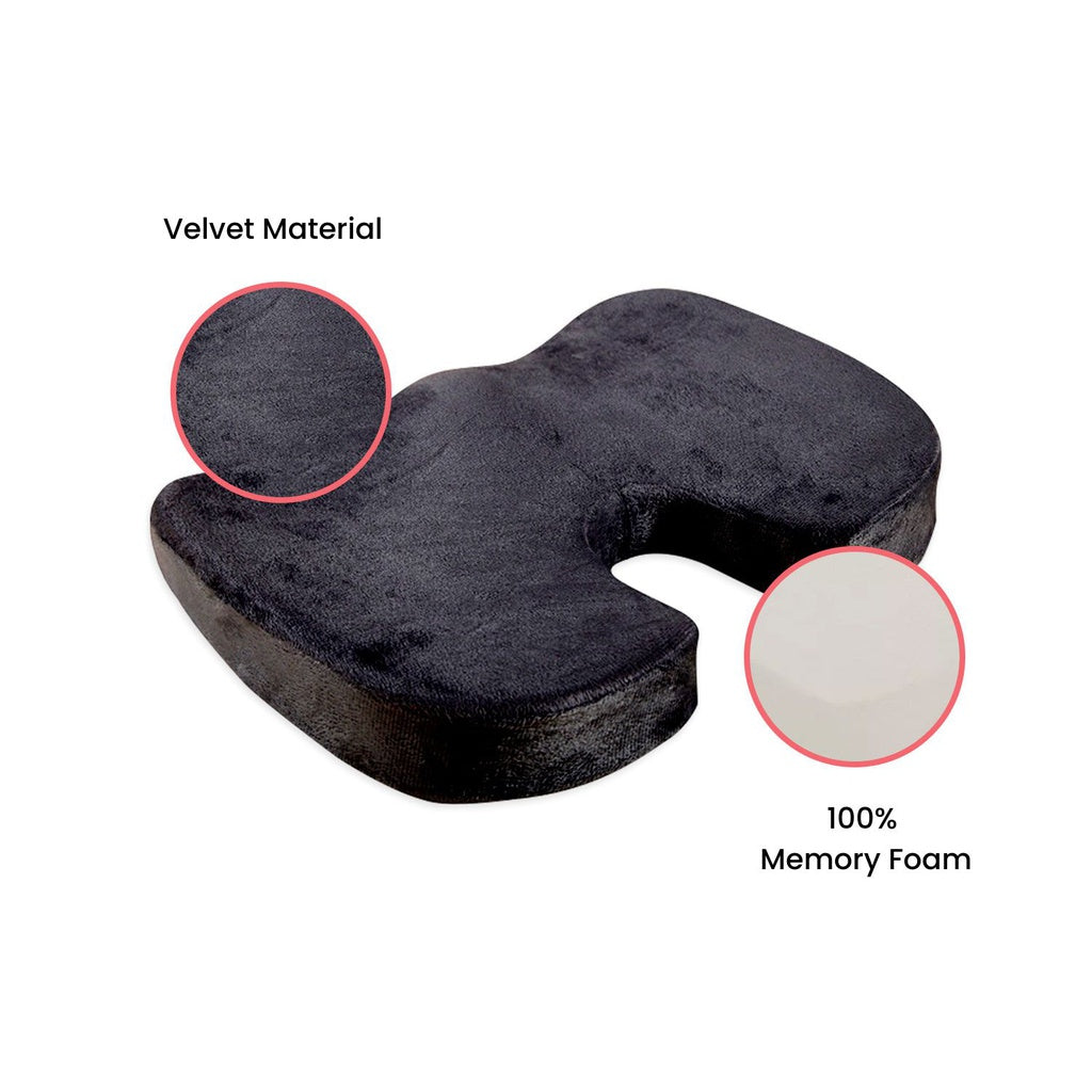 Ergonomic Memory Foam Seat Cushion, U Shape, Black - GOMINIMO