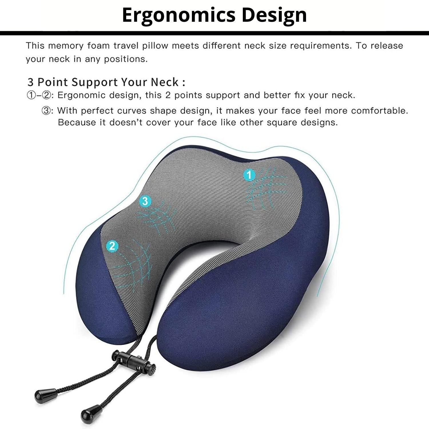 Soft Memory Foam Neck Pillow Set with Eye Mask, Earplugs