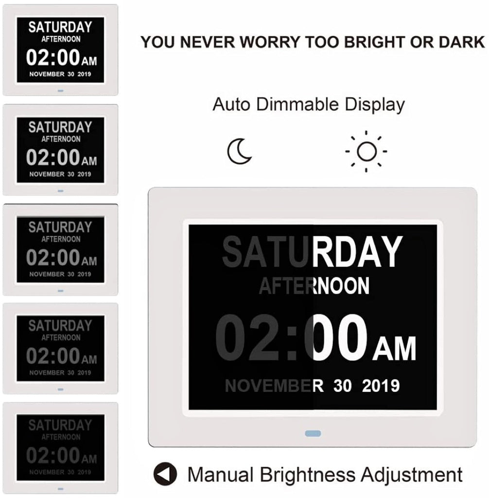 Wi-Fi Dementia Clock with Alarms & Large LCD - GOMINIMO