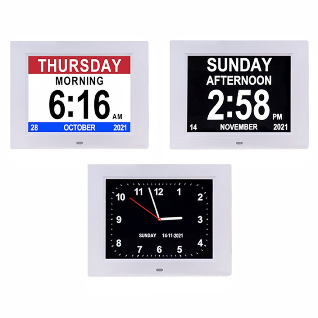 Wi-Fi Dementia Clock with Alarms & Large LCD - GOMINIMO