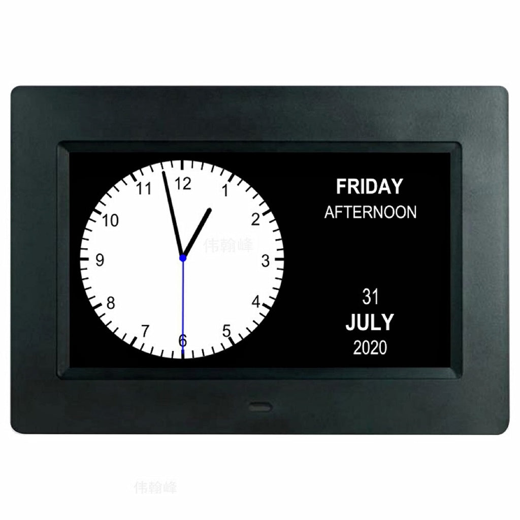 Wi-Fi Dementia Clock, 7 Alarms, Dimmable LCD - GOMINIMO