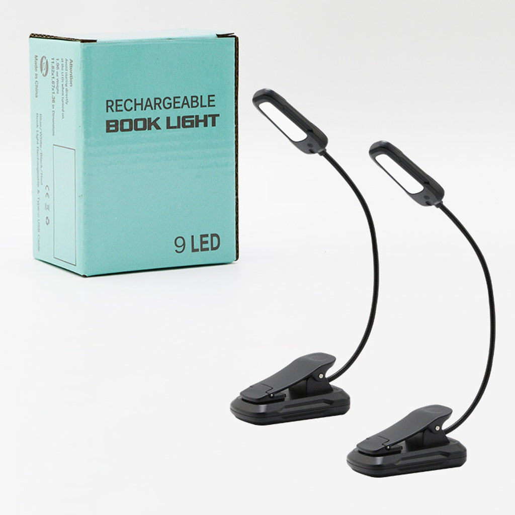 Adjustable USB LED Clip Book Light, 9 Modes, Eye Protection