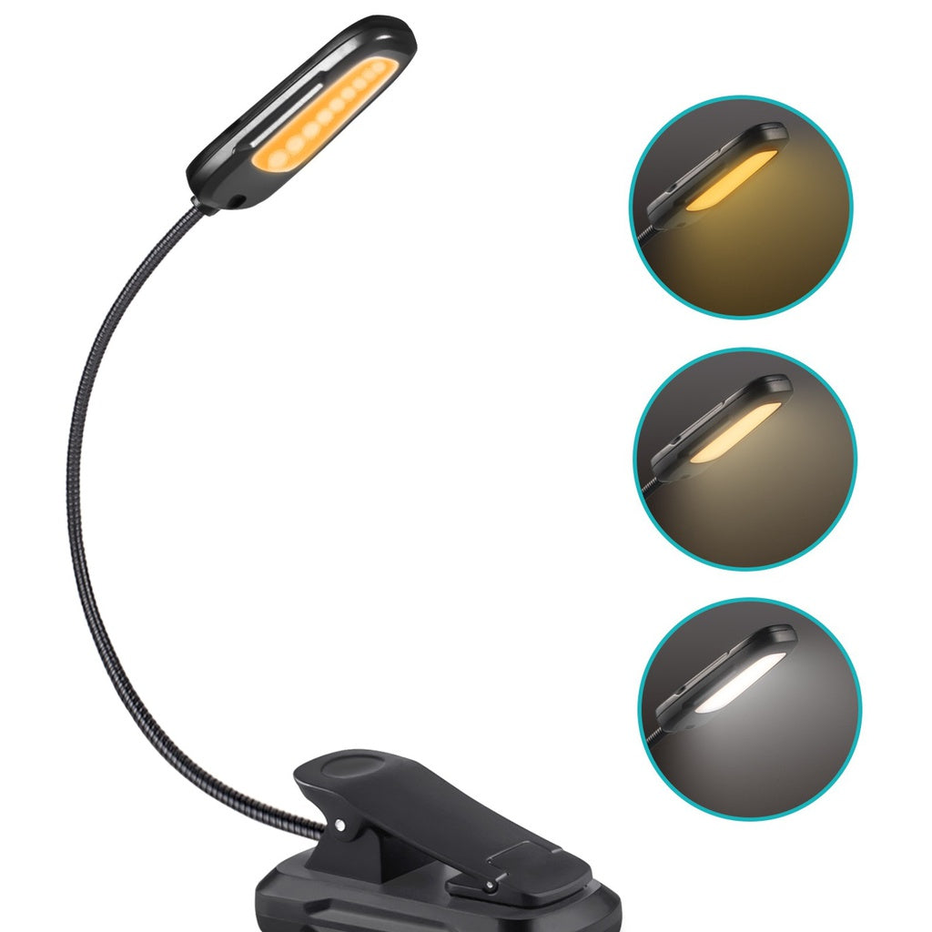 Adjustable USB LED Clip Book Light, 9 Modes, Eye Protection