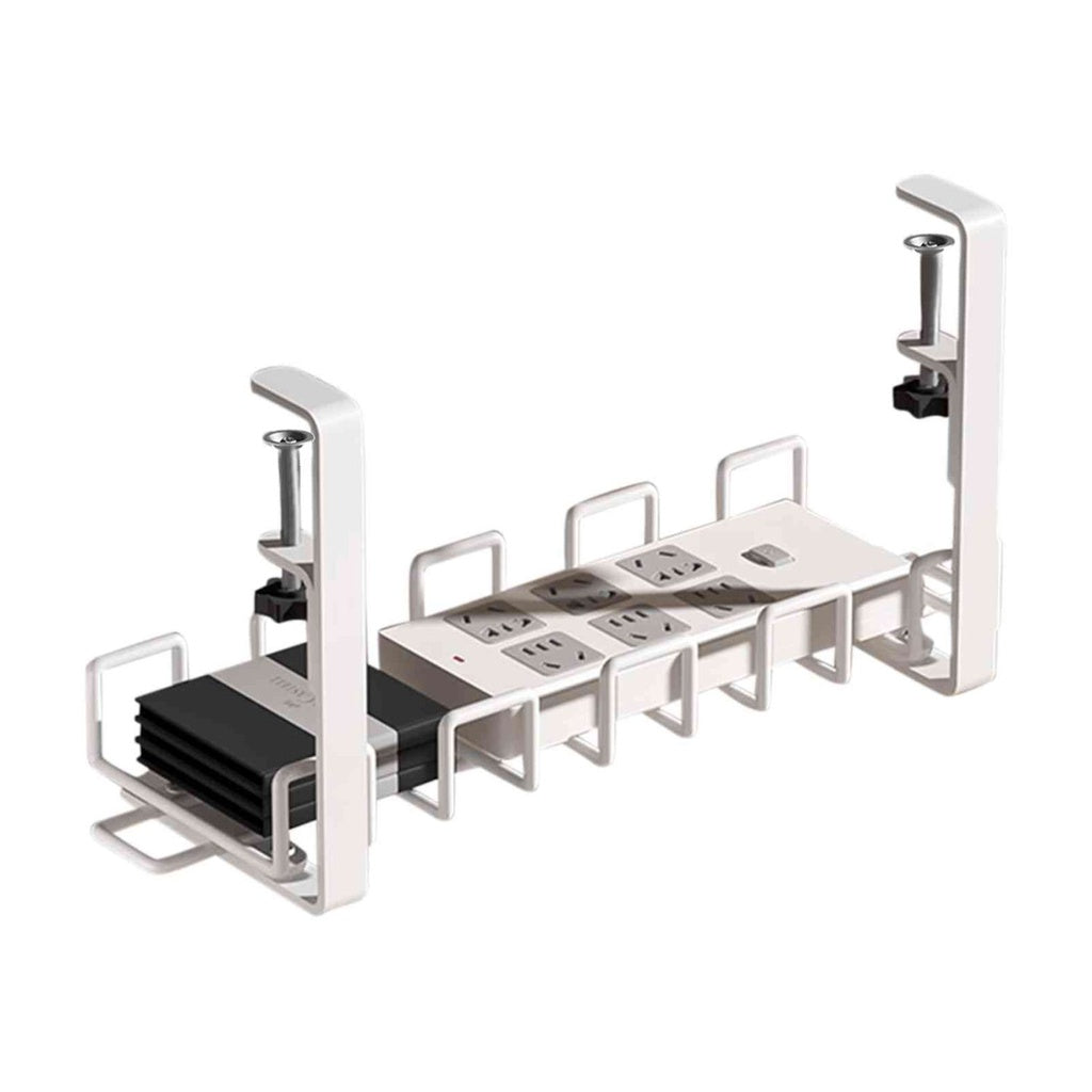 Spacious No Drill Steel Cable Management Tray, White