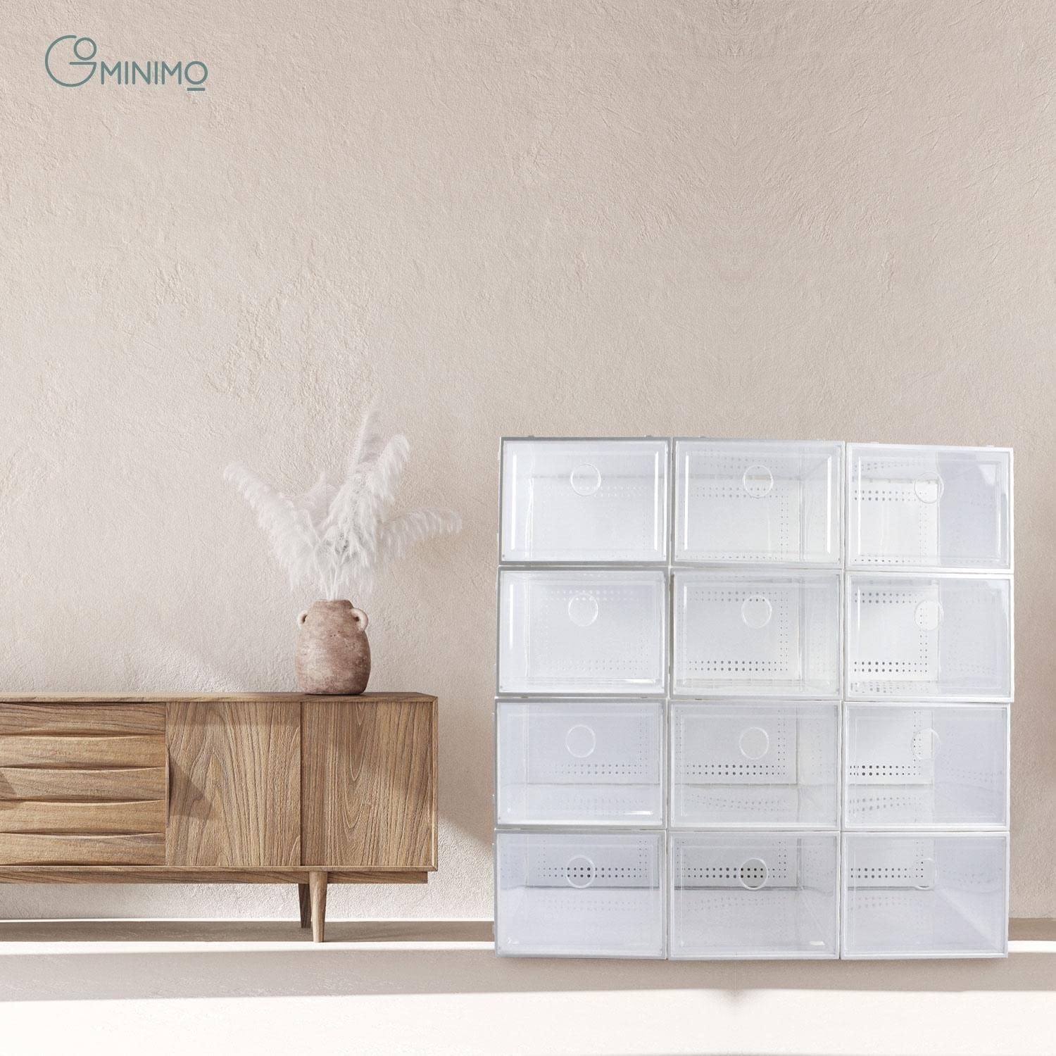 Stackable Transparent Shoe Storage Box, 12 PCS, Large - GOMINIMO