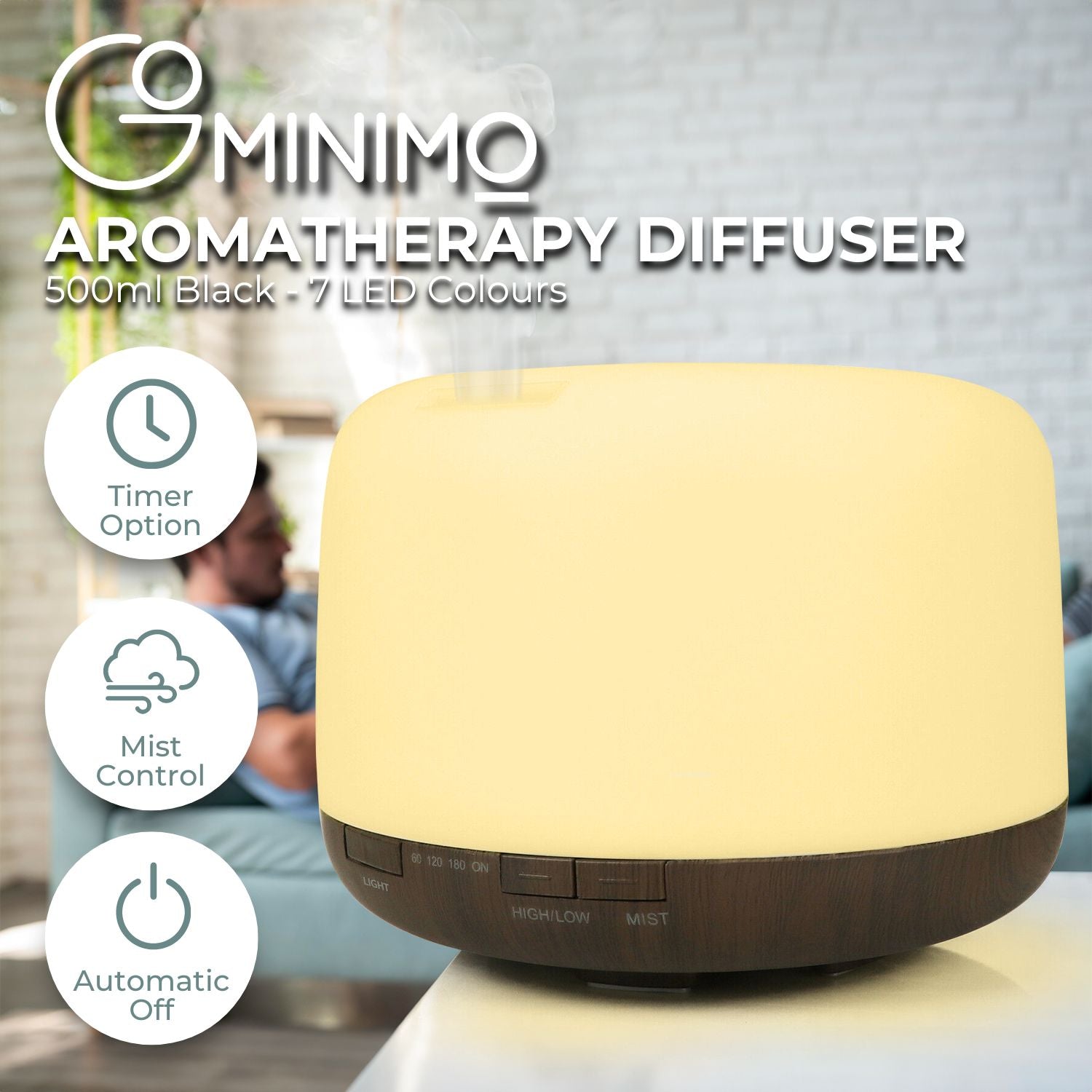 500ml 5-in-1 LED Essential Oil Diffuser with Timer