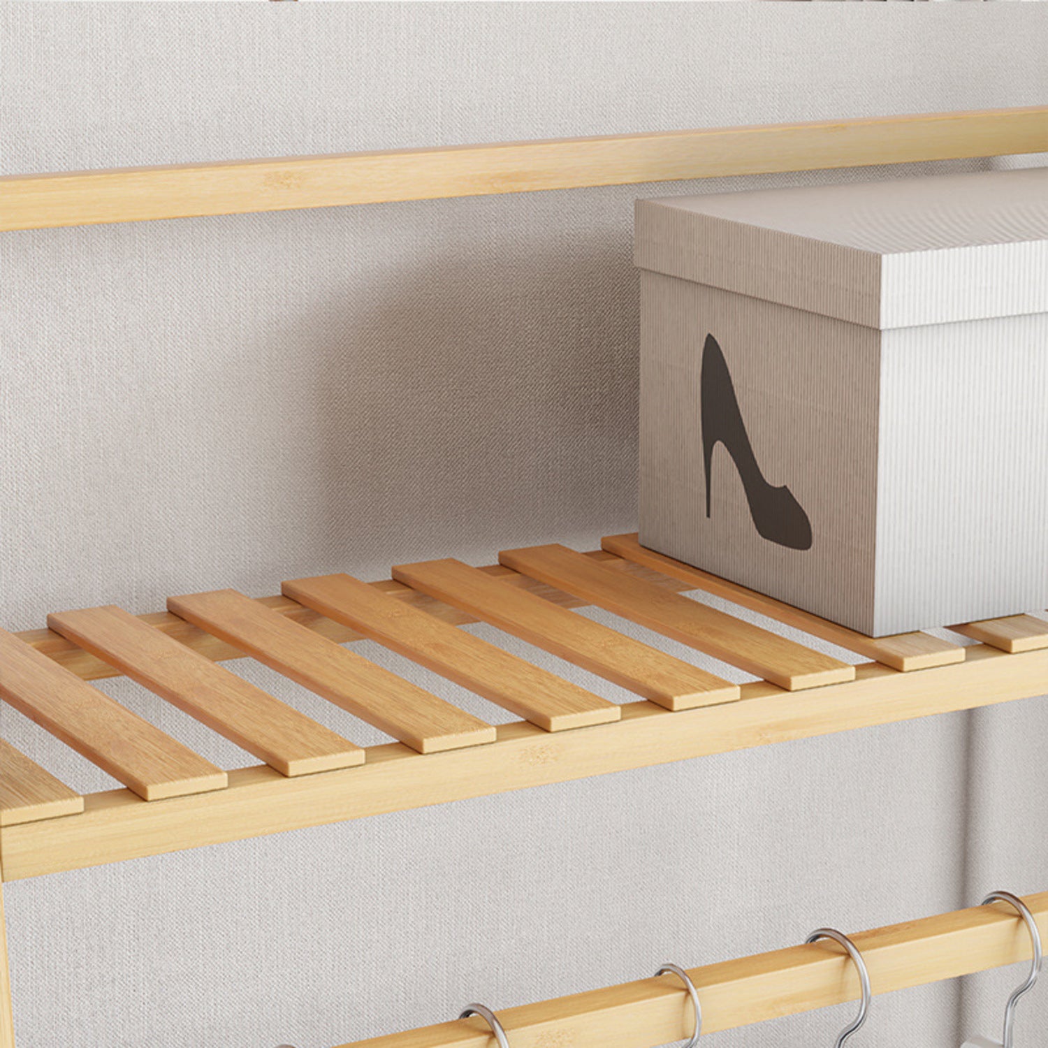 Sturdy Bamboo Coat Rack with Shelves - GOMINIMO