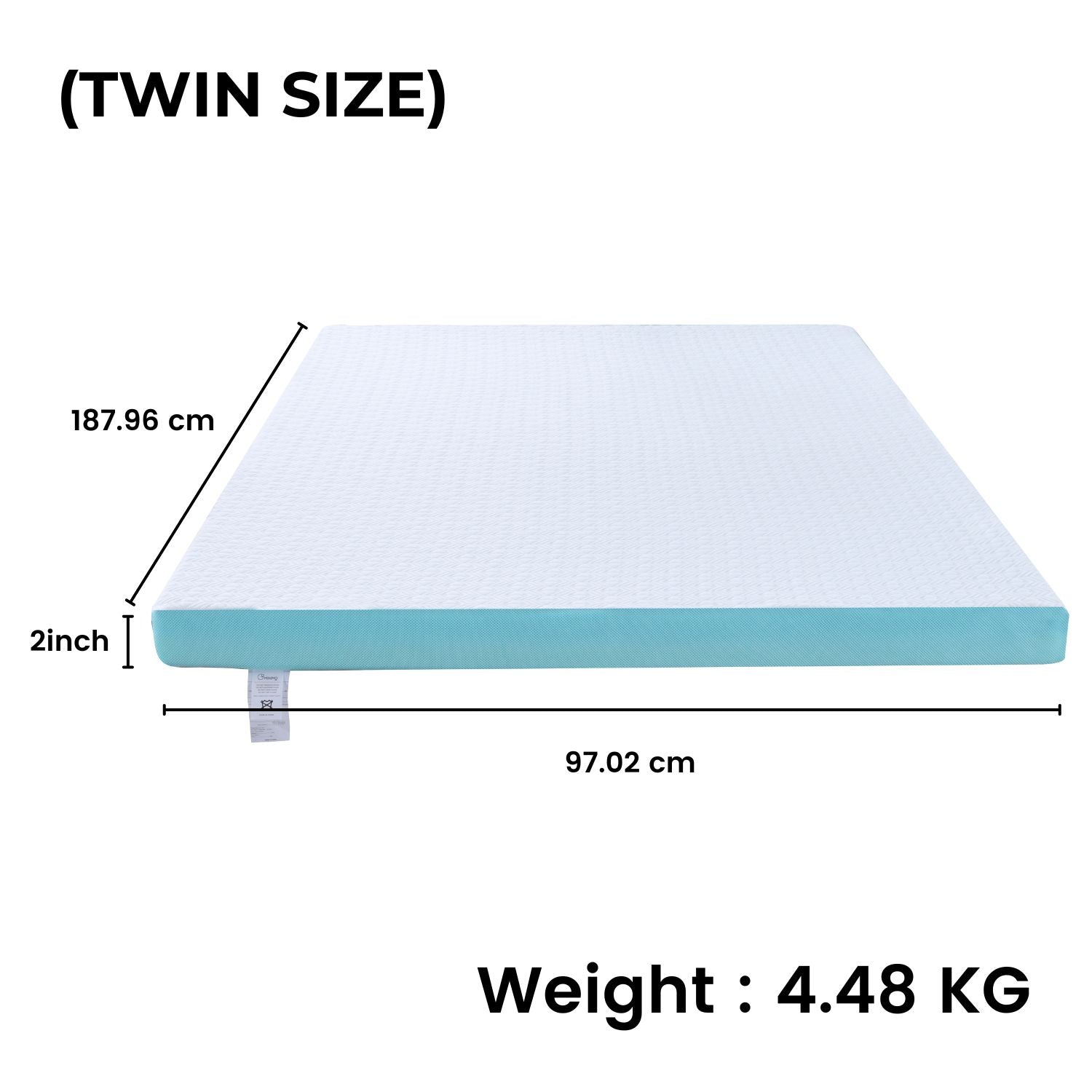 Gel Infused Dual Layer Mattress Topper 2-Inch, Non-Slip, Twin, GOMINIMO