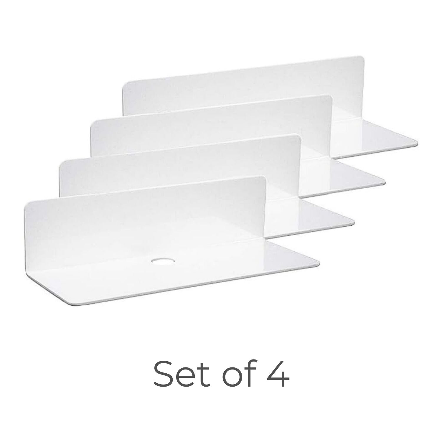 Easy Install Acrylic Floating Shelves with Clips - Set of 4