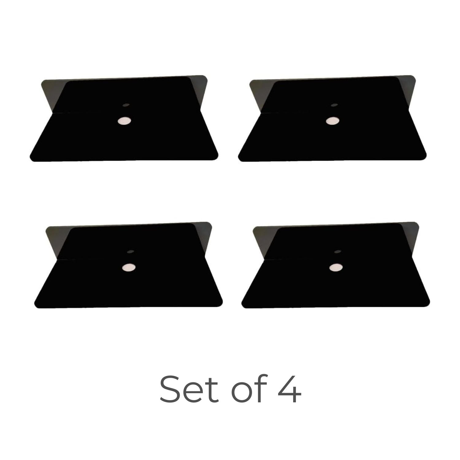 Acrylic Floating Wall Shelf Set with Clips, 4pc, Black