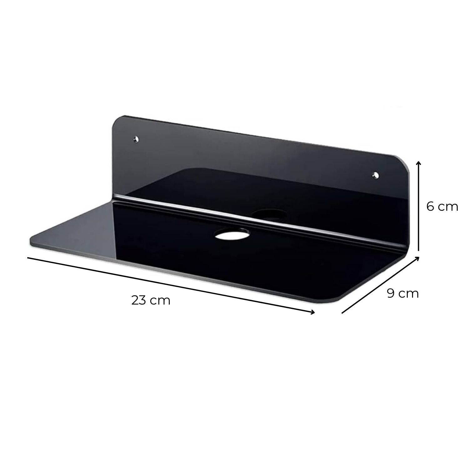 Acrylic Floating Wall Shelf Set with Clips, 4pc, Black