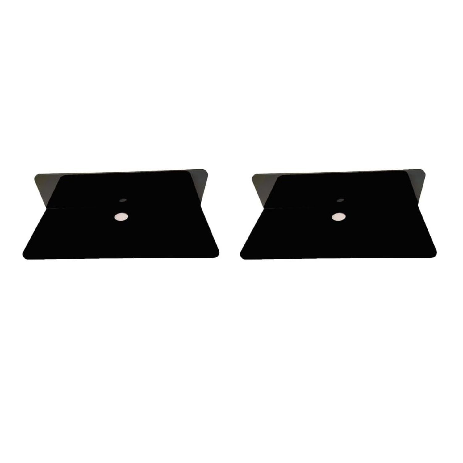 Black Acrylic Floating Wall Shelves with Cable Clips Set of 2 - Gominimo