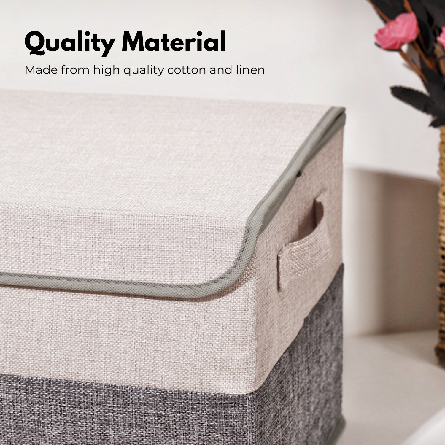 2 Pack 29L Cotton Linen Foldable Storage Organizers - GOMINIMO