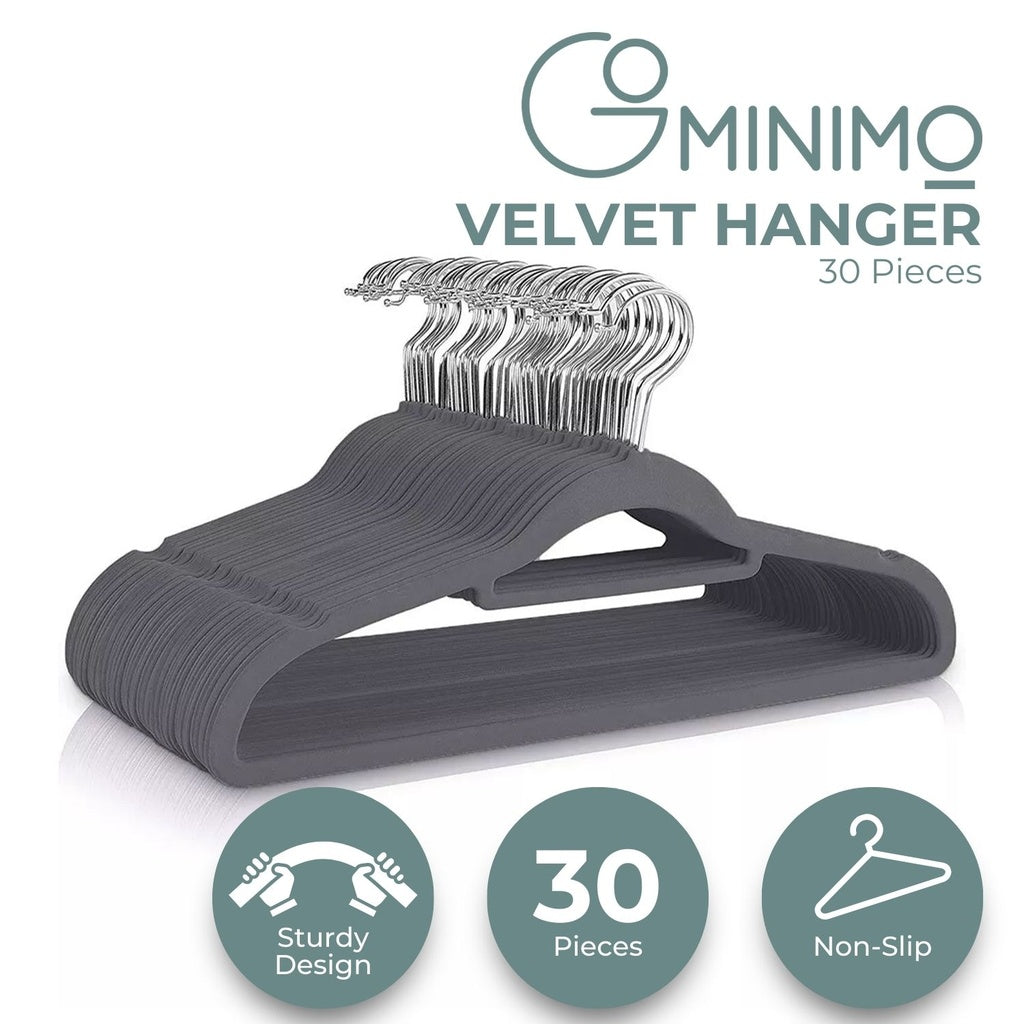 Non-Slip Velvet Suit Hangers, Tie Organizers, 30-Pack, Gominimo