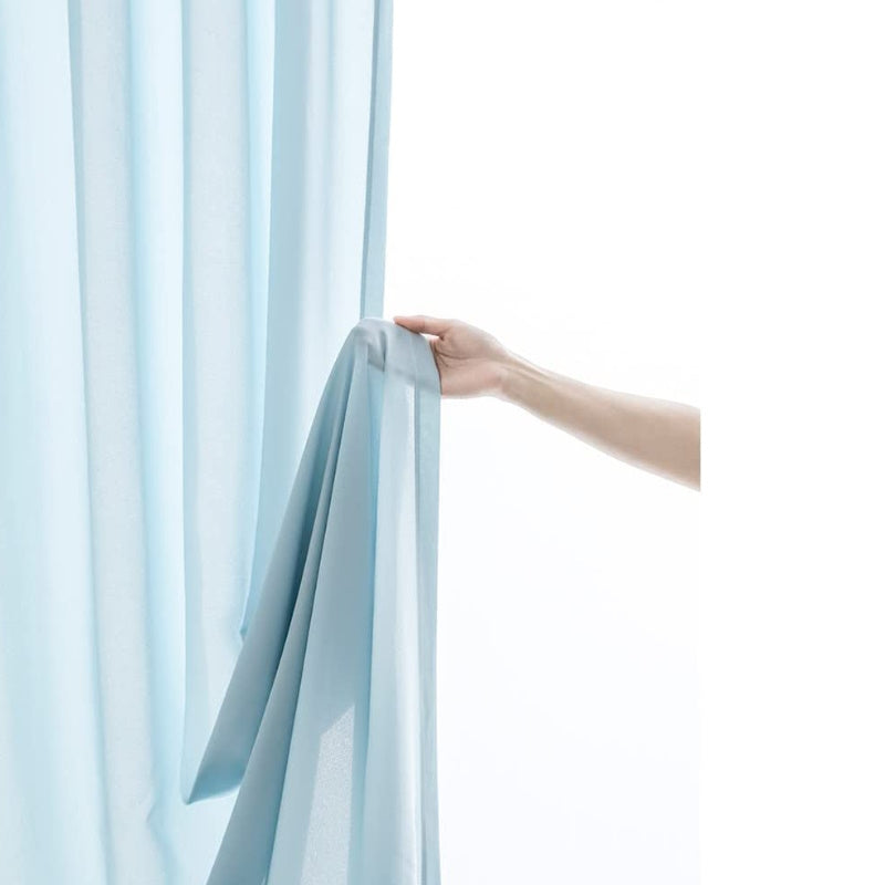 Dark Blue Linen Blended Semi-Sheer Curtain Set - 2 pcs, 132x243cm, Gominimo