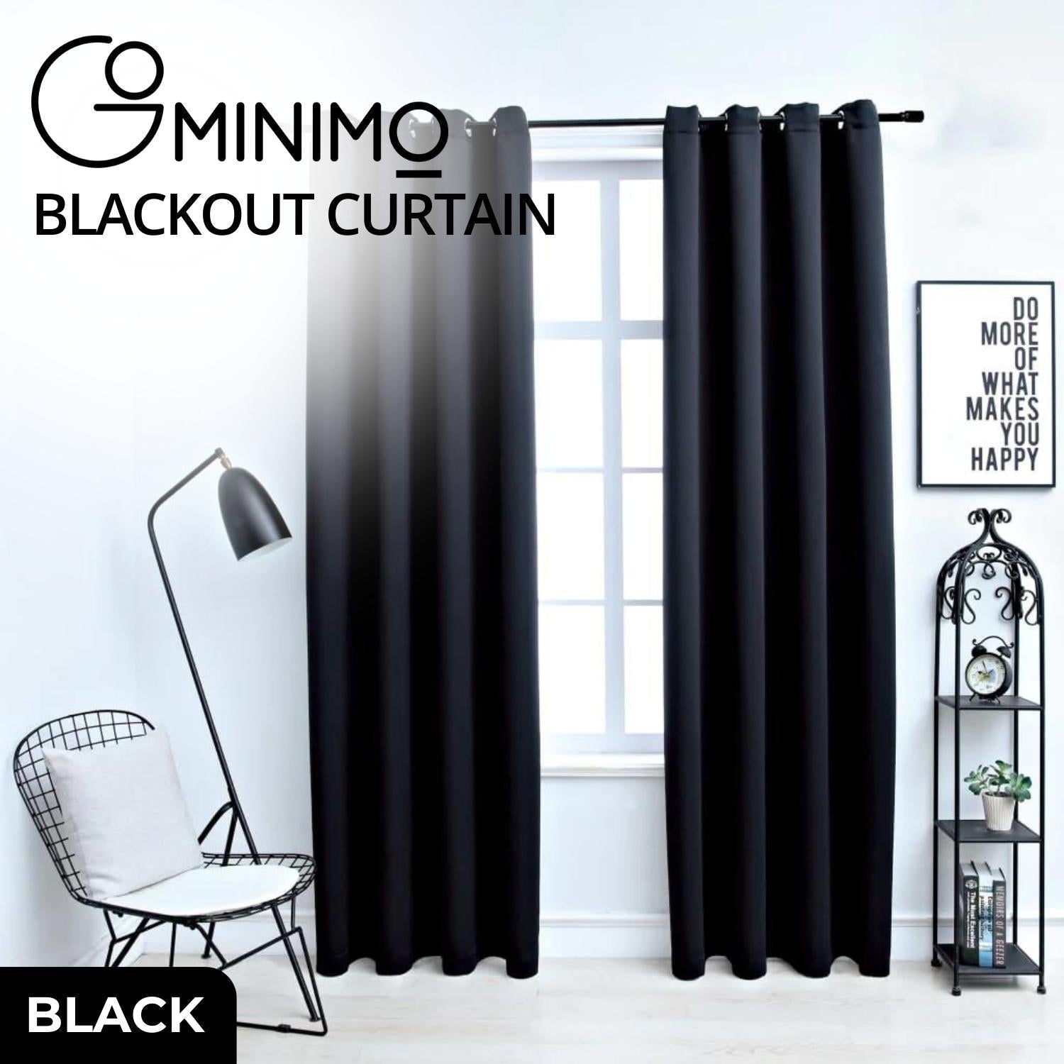 Velvet Blackout Thermal Insulated Curtains W132cm x D160cm Set of 2 - GOMINIMO