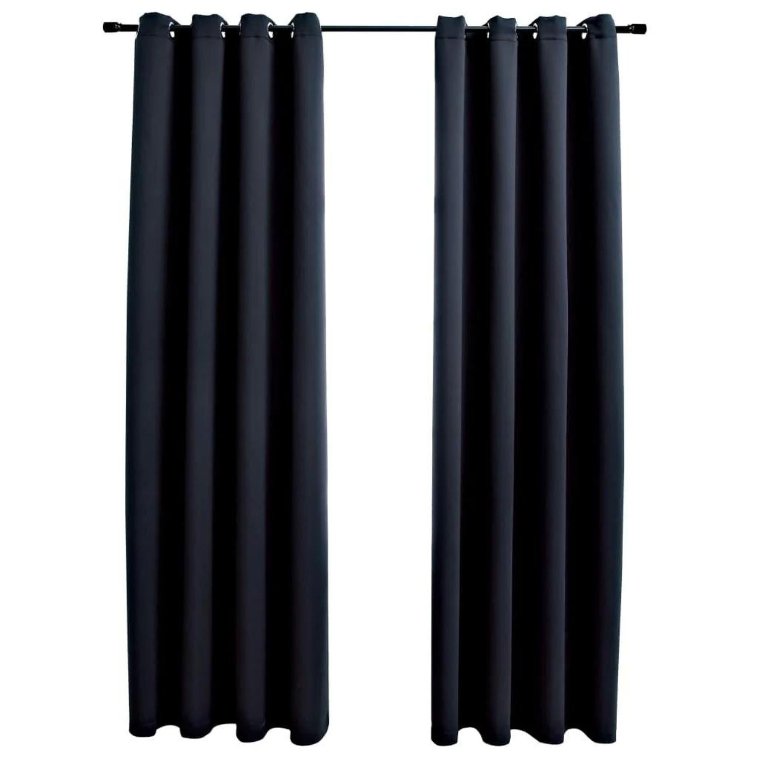 Velvet Blackout Thermal Insulated Curtains W132cm x D160cm Set of 2 - GOMINIMO