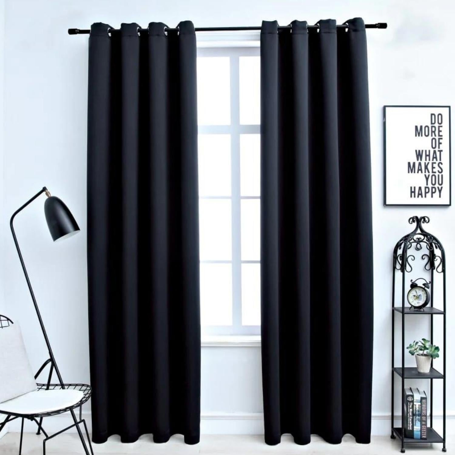 Velvet Blackout Thermal Insulated Curtains W132cm x D160cm Set of 2 - GOMINIMO