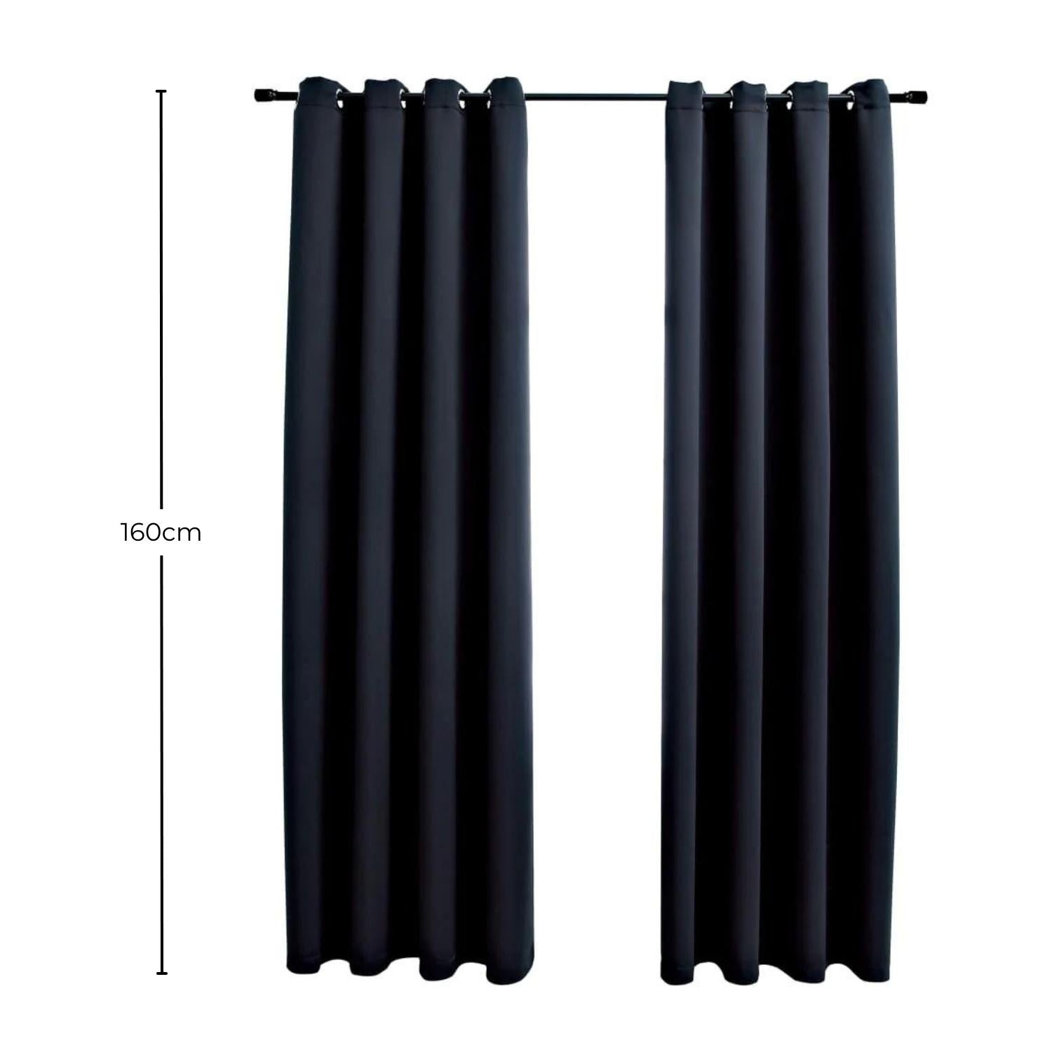 Velvet Blackout Thermal Insulated Curtains W132cm x D160cm Set of 2 - GOMINIMO