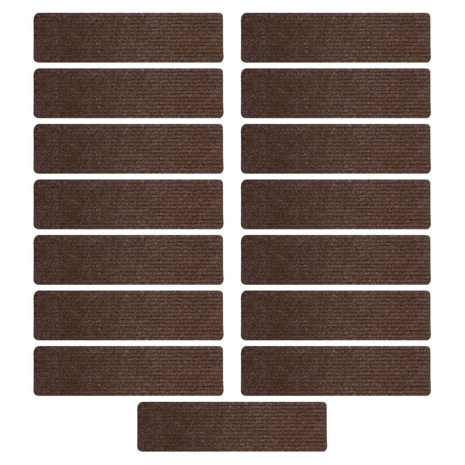 Durable Non-Slip Carpet Stair Treads,Brown,Set of 15