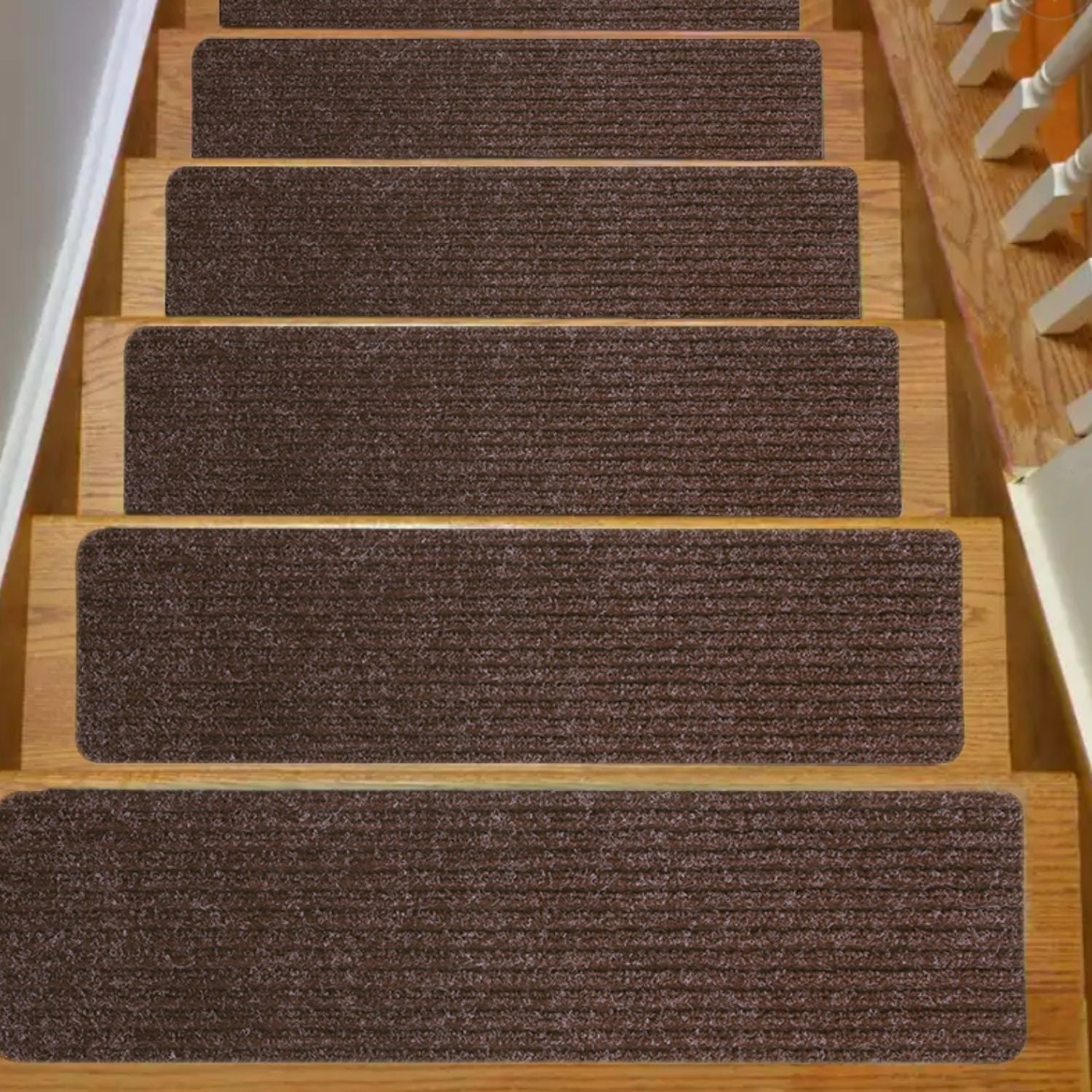 Durable Non-Slip Carpet Stair Treads,Brown,Set of 15