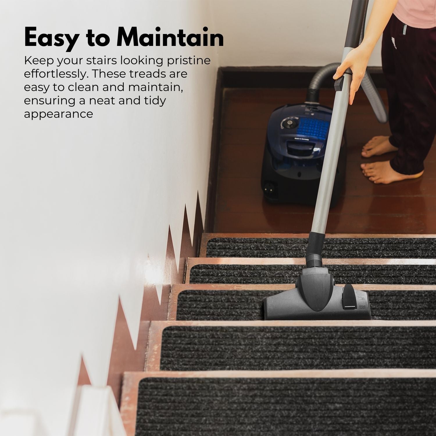 15 Non-Slip Washable Stair Treads Set, Durable, Grey - GOMINIMO