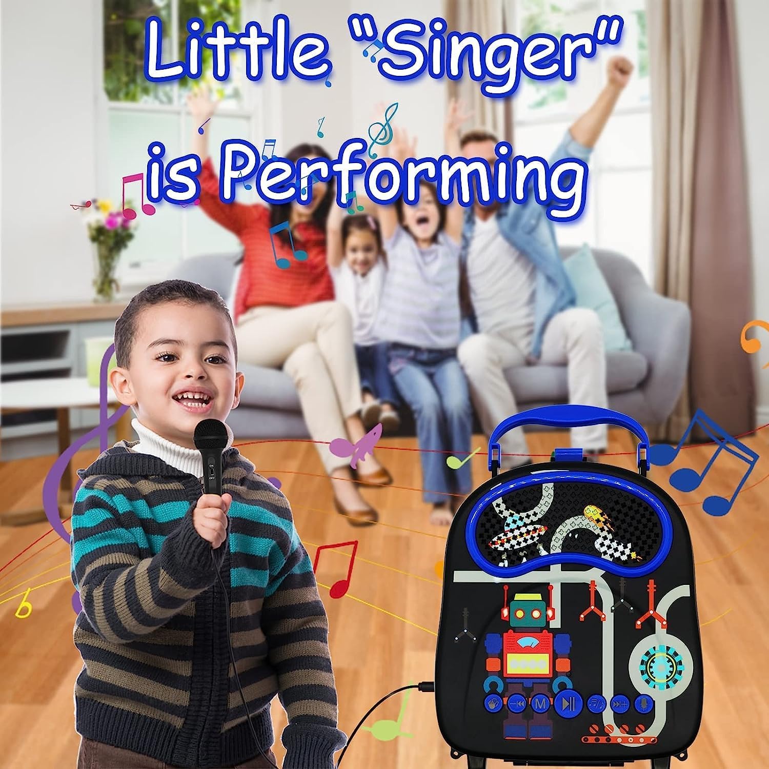 Portable Kids Karaoke with 2 Mics, Bluetooth, SD/USB - Gominimo