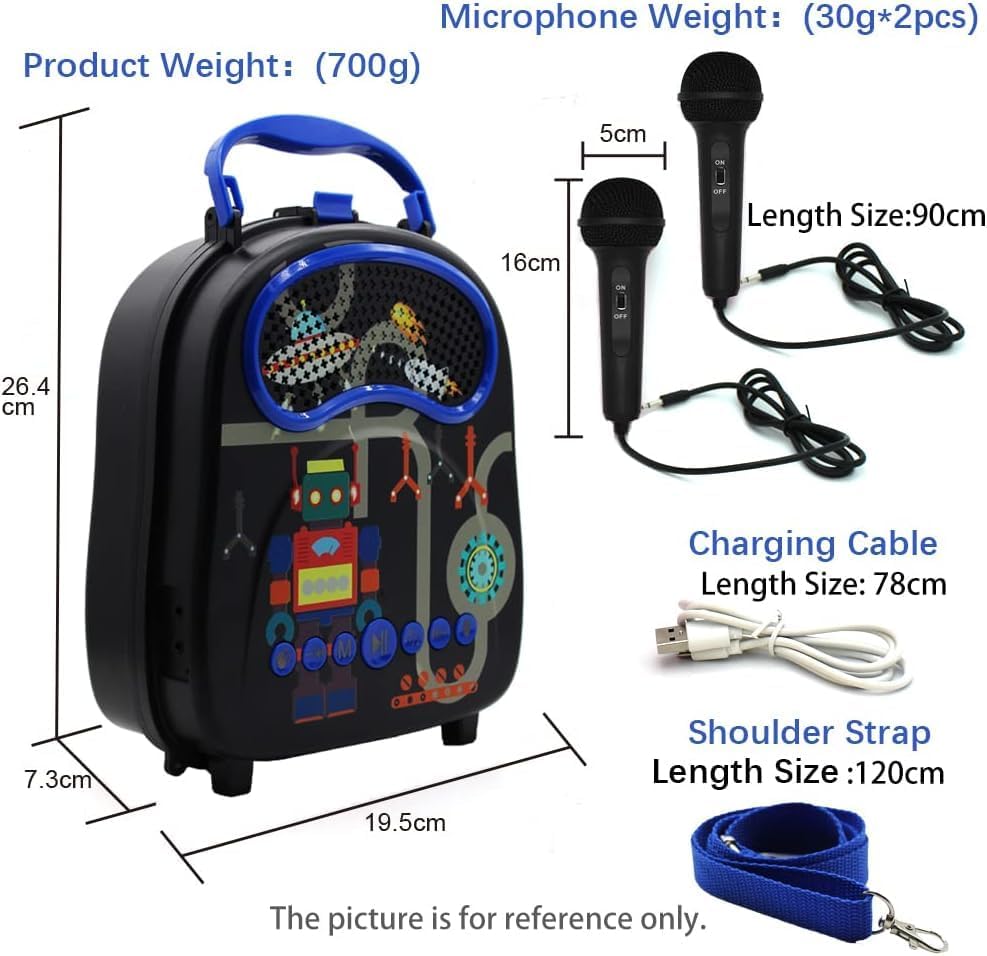 Portable Kids Karaoke with 2 Mics, Bluetooth, SD/USB - Gominimo