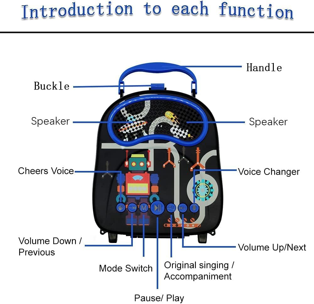 Portable Kids Karaoke with 2 Mics, Bluetooth, SD/USB - Gominimo